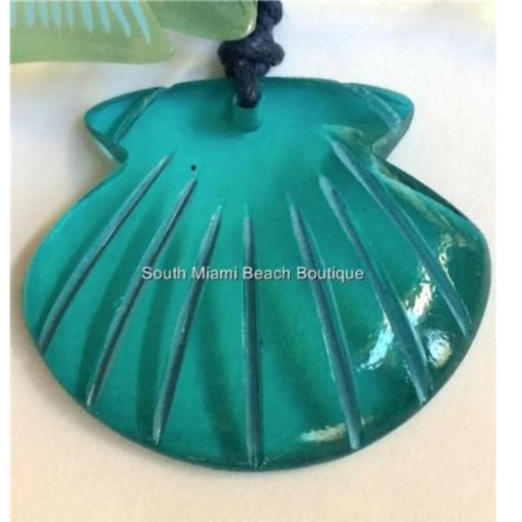 Sea Life Fish Shell Rope Necklace Surfer Island Blue Green Fair Trade 19" - Picture 7 of 8